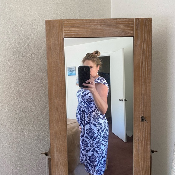 Blue and White Motherhood Maternity dress - Picture 4 of 4